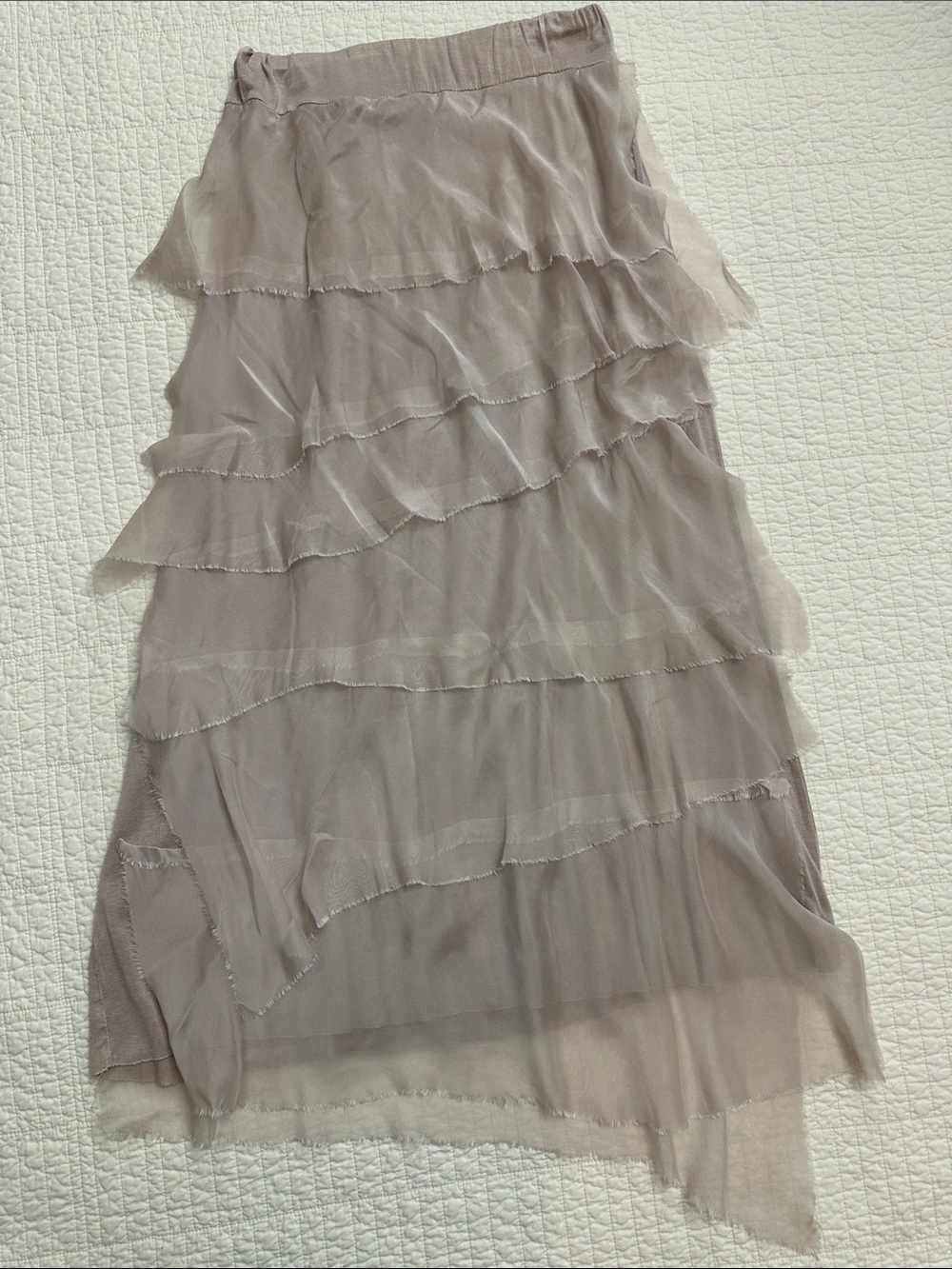 Tempo Paris Tiered Ruffled‎ Angled Silk Maxi Skirt Medium Fairycore Y2K - Picture 2 of 5